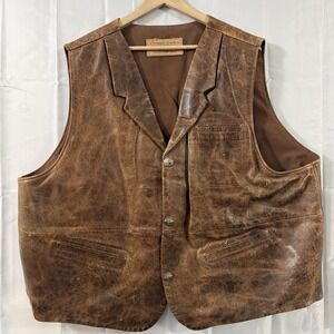 Vtg Coronado Bison Leather Buffalo Nickel Mens 56T Vest Conceal Carry Distressed